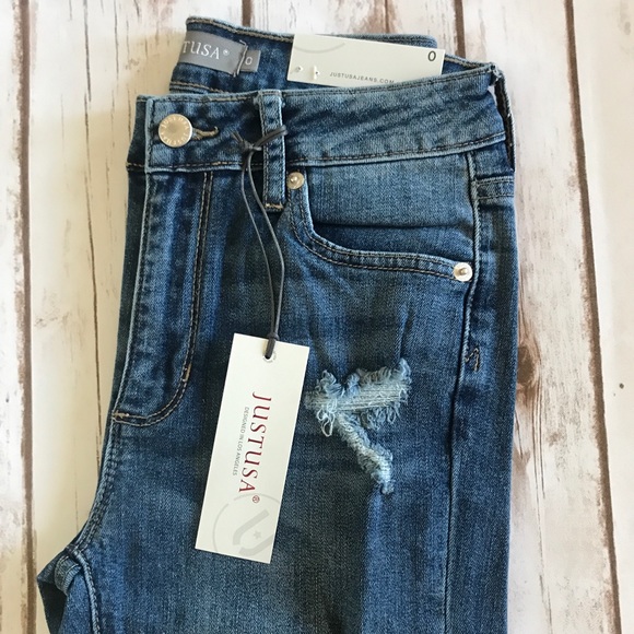 1 left⬇️JustUSA High Rise Distressed Skinny Jeans - Picture 4 of 15